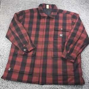 Vintage State Property Jacket Men 3XL Red Black Wool Blend Workwear Snap Button
